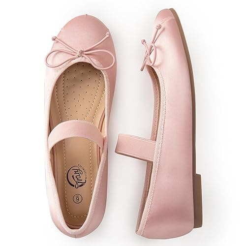 Trary Ballet Flats for Women Closed Round Toe Mary Jane Shoes Women Cute Bowknot Non-Slip Dressy Shoes Elastic Strap Comfortable Women's Flats for All-Year Daily Work Causal - 8 - Pink thumbnail 2