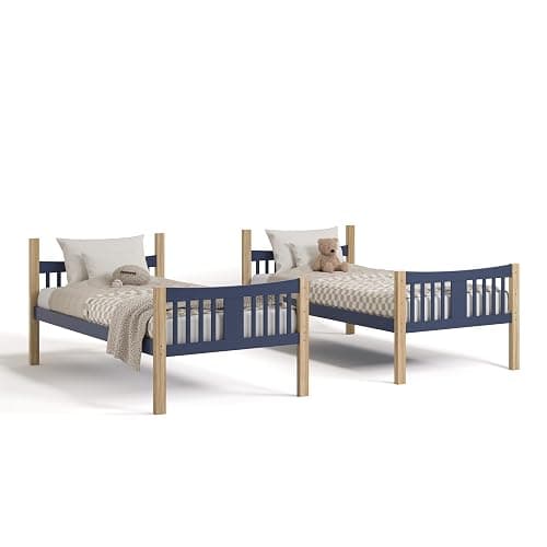 Storkcraft Caribou Twin-Over-Twin Bunk Bed (Midnight Blue with Natural) – GREENGUARD Gold Certified, Converts to 2 Individual beds - Midnight Blue/Natural thumbnail 8