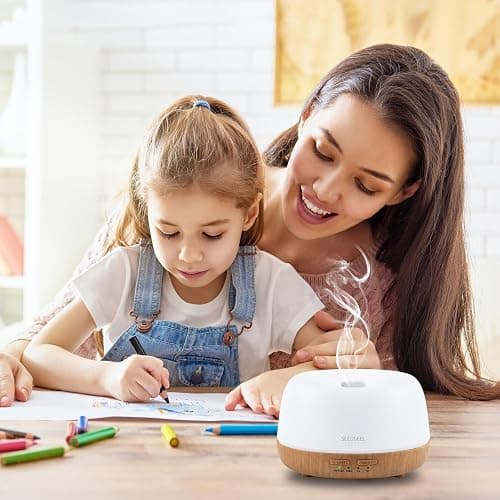 SEEDSEEL 300ML Essential Oil Diffuser with 7-Color LED Lights and Remote Control, Modern Minimalist Design, High-Efficiency Ultrasonic Mist Aromatherapy Diffuser for Home thumbnail 2