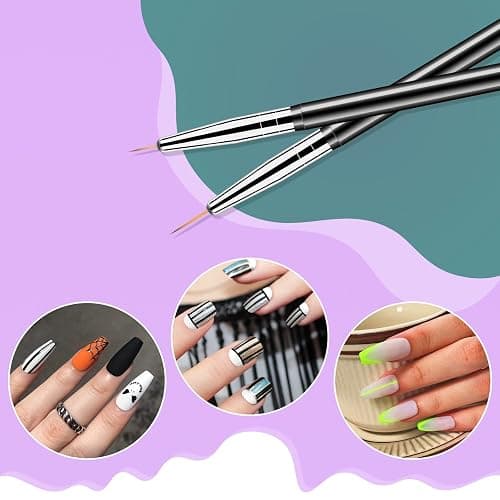 Artdone Nail Dotting Tools 6PCS Double-ended Nail Art Brushes Kit Nail Art Gel Polish Liner Brushes Design Pen For Nail Drawing And Nail Paint Brushes Small Detail Brushes thumbnail 6