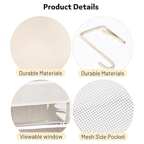 Ofiray-home Over the Door Organizer 5 Tiers,Extra Large Behind Door Storage of 10 Compartments,80 lbs Weight Capacity Over the Door Storage, Door Hanging Organizer for Closet, Diaper Organizer, Beige thumbnail 7