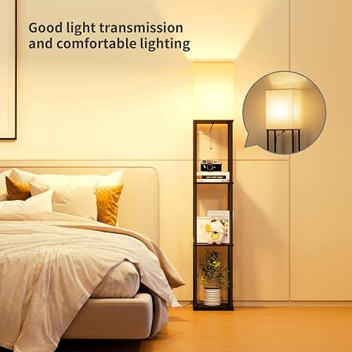 SUNMORY Stehlampe Wohnzimmer, Regal Dimmbar Inklusive 3-Farbtemperatur-LED-Lampe, Stehleuchte für Wohnzimmer, Schlafzimmer, Arbeitszimmer und Büro, Schwarz thumbnail 3