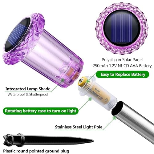 DenicMic Solar Halloween Lights Outdoor Waterproof 10 Pack Halloween Decor | Stake Lights for Yard Pathway Garden Patio Lawn Walkway Driveway, Auto On/Off Purple LED Halloween Decorations Outdoor thumbnail 2