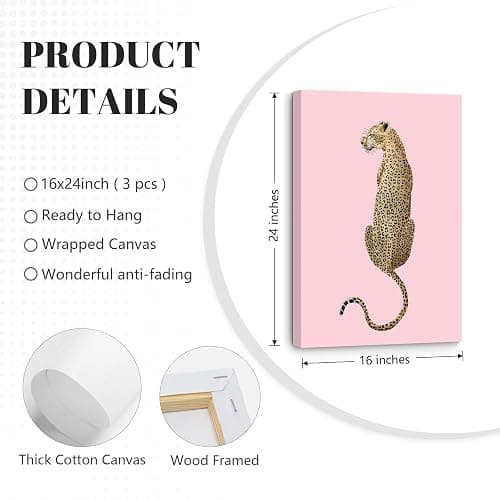 Cheetah Trendy Wall Art Preppy Leopard Canvas Print Cheetah Room Wall Decor 8 Ball Poster Y2k Pink Coquette Luxury Print Lucky Aesthetic Fashion Pictures for Bedroom 16x24x3 Inch Wrapped Canvas thumbnail 2