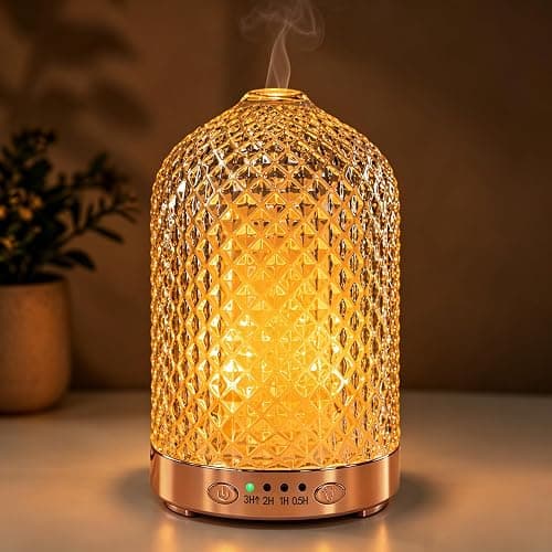 Antrovelle Essential Oil Diffuser for Home, Glass 120 ml | 7 Color Lights, Quiet Aromatherapy Diffuser, Auto Shut-Off & Timer for Bedroom Office, Gifts for Women - Dimond Glass - Image 1