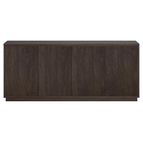 Henn&Hart 68" Fluted Sideboard Buffet Cabinet, Modern Ribbed Wooden Credenza with 4 Doors, Adjustable Shelves, and Cable Management Cut-Outs for Dining Room, Living Room or Entryway, Warm Brown thumbnail 7