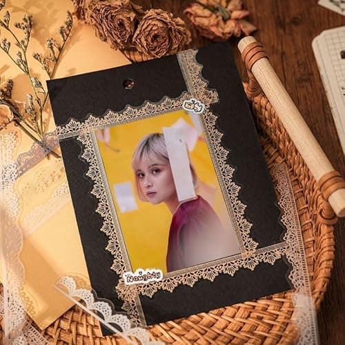 Obujopal 40 Pcs Transparent Lace PET Stickers for Scrapbooking Junk Journal Card Making Collage Diary Planner Notebook Letter Photo Album Craft Project Decoration, 5 Patterns (Brown) thumbnail 7