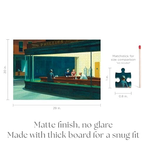 Pomegranate 1000-Piece Jigsaw Puzzle for Adults, Edward Hopper's Nighthawks, Matte Finish, Snug Fit thumbnail 3
