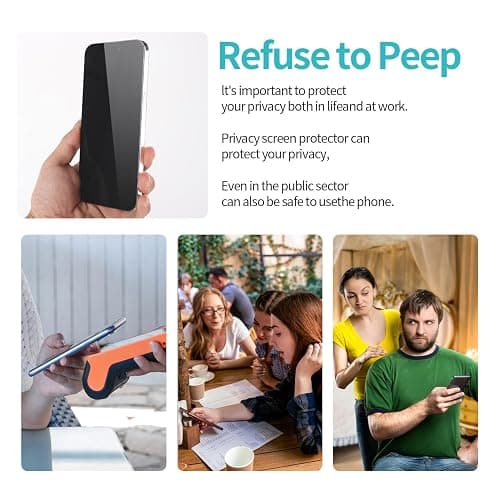 PEHAEL 2+2Pack for iPhone 15 Pro Privacy Screen Protector with Camera Lens Protector Full Coverage Anti-Spy Tempered Glass Film 9H Hardness Easy Installation Bubble Free [6.1 inch] thumbnail 8