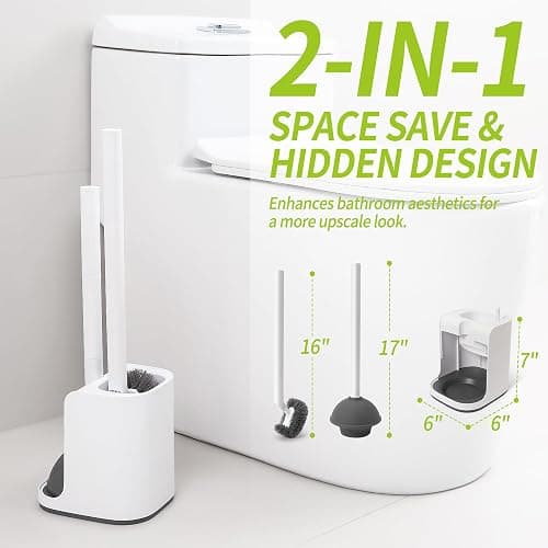 IVYROLL Toilet Brush and Plunger Set Hidden, S-Shaped Toilet Brush Plunger Combo, Perfect for Homes, Apartments & Bathrooms thumbnail 7