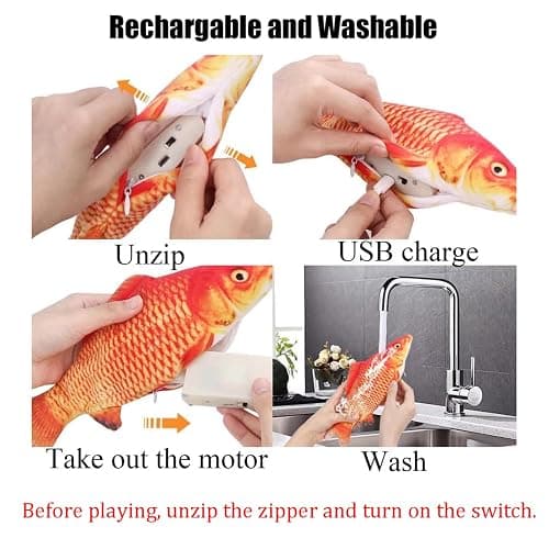 QIAONIUNIU Electric Moving Fish Interactive Plush Toys thumbnail 5