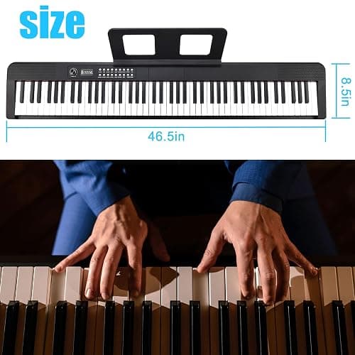 Digital Piano Keyboard for Beginners, Full Size 88 Key Semi Weighted Keyboard Electric Piano with Stand, Built-In Speakers, Electric Piano Keyboard with Sustain Pedal, Bluetooth,USB-MIDI Compatibility - Black thumbnail 7