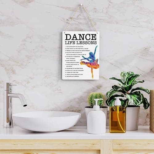 Dance Life Lessons Wood Sign Inspirational Ballet Wall Decor Art, Motivational Ballet Quotes Wall Art Decor Signs for Home Office Bedroom Dance Room Decoration, Senior Ballet Dancer Gifts, 8x10 Inches thumbnail 5