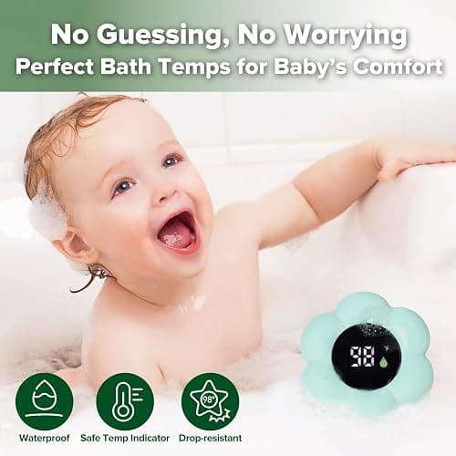 Haakaa Silicone Baby Bath Thermometer – Water Temperature Thermometer for Baby Safety, Floating Infant Bath tub Temp Thermometer for Newborns & Toddlers- Flower thumbnail 2