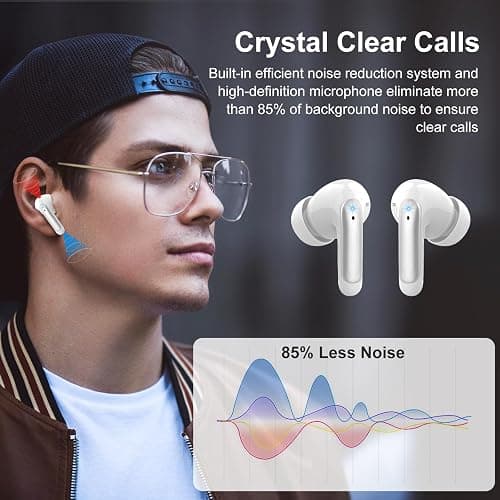 WeurGhy Wireless Earbuds, HiFi Sound Bluetooth 5.3 Headphones with 4 ENC Noise Mic, 56H Playtime Ear Buds with LED Display, USB-C, IPX7 Waterproof Wireless Headphones for Sports Workout thumbnail 4