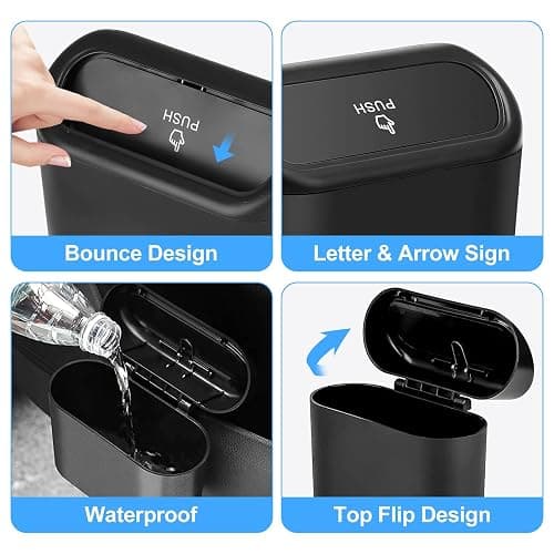 JOYSKY Car Trash Can Mini Trash Can Foldable Car Trash Bin with 100 Pieces Trash Bags Small Storage Box with Lid 15.5 x 6.5 x 14 cm thumbnail 3