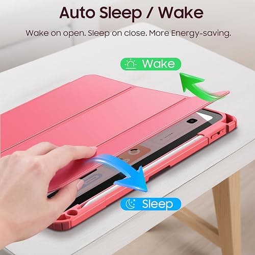Fintie Hybrid Slim Case for iPad (A16) 11th Generation 11 Inch (2025), iPad 10th Generation 10.9 Inch (2022) - Shockproof Cover with Clear Transparent Back Shell & Pencil Holder, Pink thumbnail 9