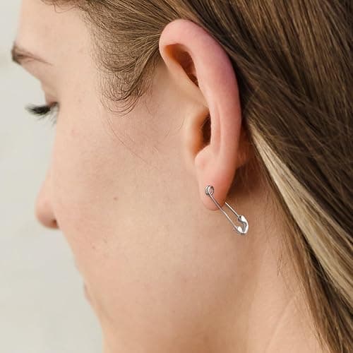 CHIC & ARTSY 925 Sterling Silber Büroklammer Ohrringe - Mode Knorpel Pin Ohrringe für Frauen thumbnail 2