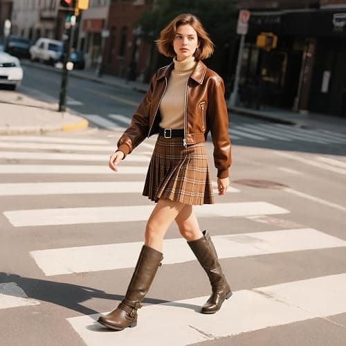 JustFab Womens Knee High Boots Faux Leather Brown Riding Boots Knee High Boots for Women Womens Low Heel Casual Boots for Women thumbnail 3
