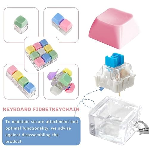 XQC 5 Pack Keyboard Fidget Toy - Silent Clicking Stress Relief Toy for Adults, Portable Sensory Anxiety Relief Keychain (Multicolor) thumbnail 3