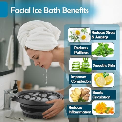 XANGNIER Face Bowl for Ice with Built-In Ice Tray – Collapsible Silicone Facial Ice Bath Bowl for Cold Plunge Therapy, Skin Tightening & Acne Relief – Black Portable Spa Tool for Home & Travel thumbnail 4