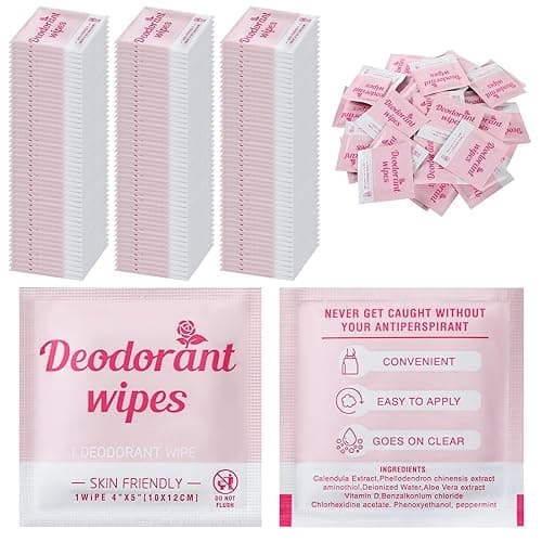 Timgle 100 Pcs Travel Deodorant Wipes Individually Wrapped Armpit Antiperspirant Deodorant Sweat Body Wipes for Women Men Teens Sports Travel Cleanse Skin and Underarm Excessive Sweating(Rose) - Rose