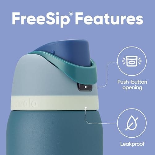 Owala FreeSip Insulated Stainless Steel Water Bottle with Straw, BPA-Free Sports Water Bottle, Great for Travel, 32 Oz, Denim - 32 Ounces - Denim thumbnail 2