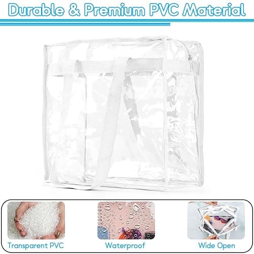 Hoiny Clear Bag for Stadium Events Approved, 12x6x12 Large Transparent Tote Bag with Zipper for Gym Concert Sports Festivals thumbnail 8