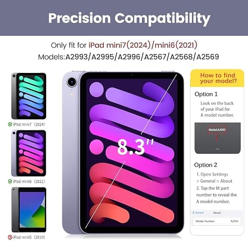GKABXY Clear Case for iPad mini 7 (A17 Pro), iPad mini 7th/6th Generation Case (2024/2021),Slim&Light,Shockproof Transparent Hybird Back,Yellowing Resistant,Supports Pencil Pro&USB-C (Cream White) thumbnail 2