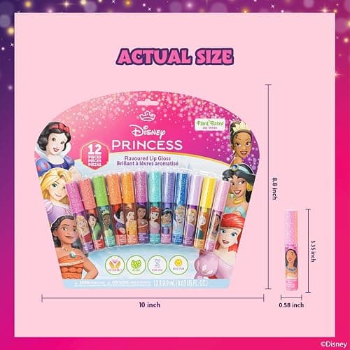 Disney Princess 12 Piece Plant Based Lip Gloss, Girls Party Favors, First Makeup Set for Girl, Perfect for Parties, Sleepovers, and Birthday Gifts, Ages 3+, by Townley Girl thumbnail 8