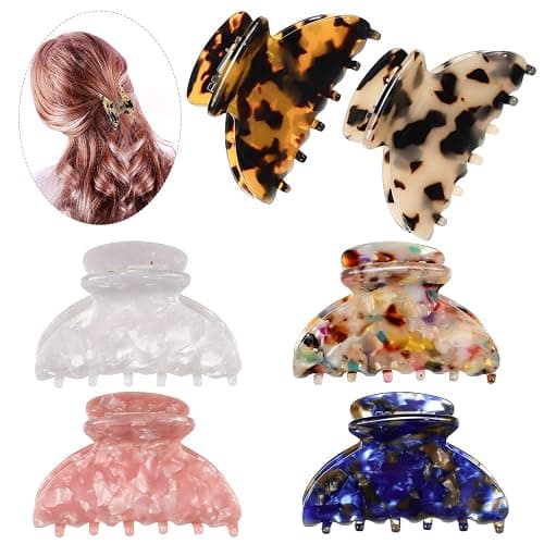 WILLBOND 6 Pieces Medium Hair Claw Clips for Thin Hair 2.6 Inch Tortoise Shell Clip Banana Jaw Hairpin French Style Barrettes Head Accessories for Women Girls(Stylish Patterns) thumbnail 6
