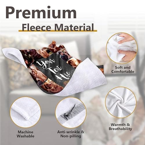 ICELIETE Custom Blanket with Picture Text Customized Fleece Photo Blanket for Couples Gifts Personalized Blankets and Throws Christmas Birthday Gifts for Boyfriend Girlfriend thumbnail 5