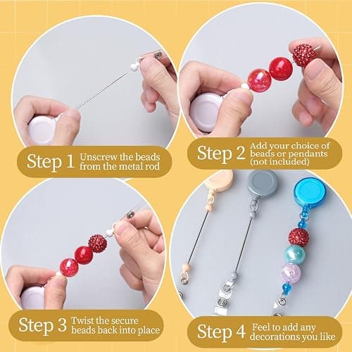 60 Pcs Beadable DIY Badge Holder Set Heavy Duty Retractable Keychain Badge Reel Clips ID Name Badge Clip with Belt Clip Blank Jewelry DIY Gift for Office Worker Doctor Nurse Employee Supplies thumbnail 4