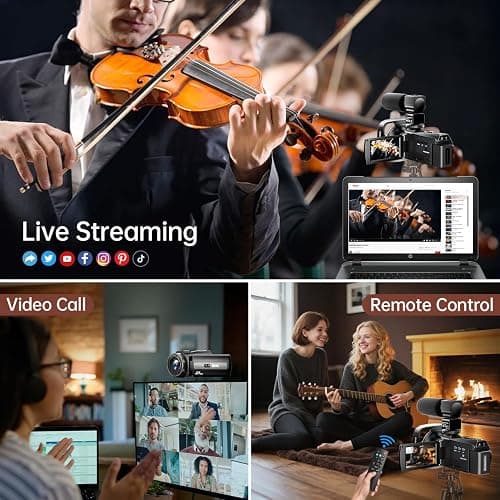 8K Video Camera Camcorder 88MP UHD WiFi Vlogging Cameras for YouTube 18X Digital Zoom IR Night Vision 3.0''Touch Screen Camera with 32GB Card, Microphone, Stabilizer, Lens Hood, Remote, Batteries thumbnail 5