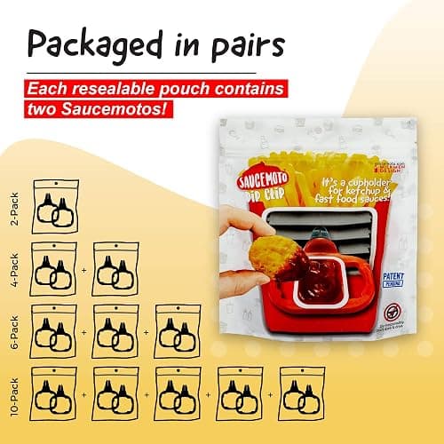 Saucemoto Dip Clip | An in-car sauce holder for ketchup and dipping sauces. As seen on Shark Tank (2 Pack, Black) thumbnail 6
