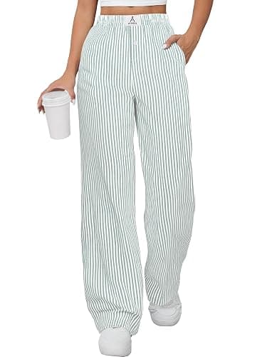 ANRABESS Womens Striped Gingham Pants 2025 Pajama Lounge Boxer Pants Cute Comfy PJ Bottoms with Pockets Y2K Plaid Outfits - Image 1