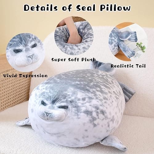 TOYSYM Chubby Blob Seal Pillow Cute Seal Plush with 4 Baby Plushies in Her Tummy, Soft Cotton Stuffed Animals Toy Gifts for Kids thumbnail 5