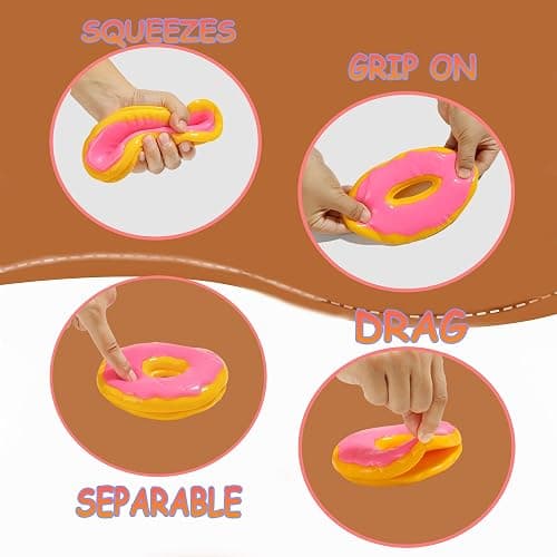 Taba Squishy Stress Balls for Adults, Large Donut (Jumbo) Sensory Toys for Kids, Squishy Fidget Toys, Prize Box Toys for Kids Classroom (Pink) thumbnail 5