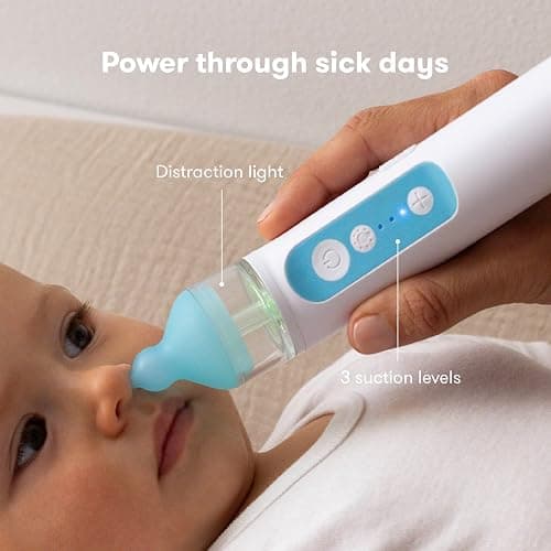 Frida Baby Electric NoseFrida Nasal Aspirator for Baby & Toddler, Essential | Nose Sucker for Congestion & Allergy Relief, Upgraded with 3 Suction Levels, 2 Silicone Tips, USB thumbnail 5
