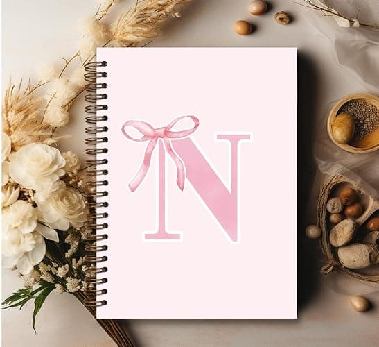 foedor Pink Bow Journal Notebook for Girls,Initial N Journals Personalized Diary Gifts for Teen Girl Kids,Monogrammed Gifts for Women,Trendy Coquette Cute Hardcover Spiral Notebook 5.5 x 8.3 thumbnail 2