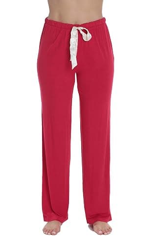 #followme Silky Fleece Buffalo Plaid Pajama Pants for Women - Small - Red With Cream - Image 1