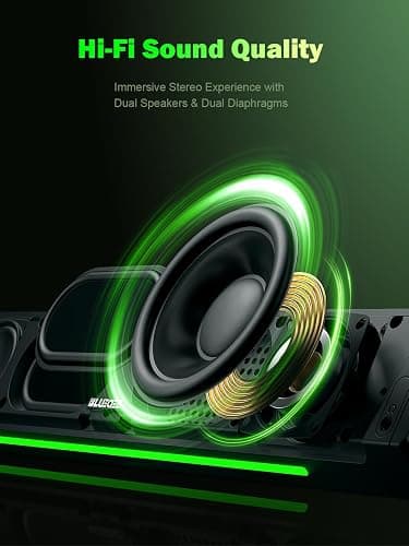 BLUEDEE Computer Speakers for Desktop PC, Computer Sound bar, HiFi Stereo Speakers for Computer Desktop, Bluetooth 5.0 and 3.5mm Aux-in PC Soundbar, USB/USB C Powered Gaming Speakers for pc, Laptop thumbnail 3