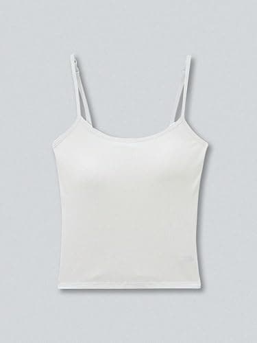 WDIRARA Women's 3 Pack Cami Crop Top Built in Bra Spaghetti Strap Camisole Tops thumbnail 3