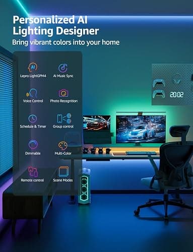 Lepro SE1 AI Smart LED Strip Lights - 16.4ft RGB Color Changing Light Strips with APP Control, AI Generated Lighting, Music Sync, 2.4GHz Wi-Fi & Bluetooth LED Lights for Home Decor (No Remote) thumbnail 9