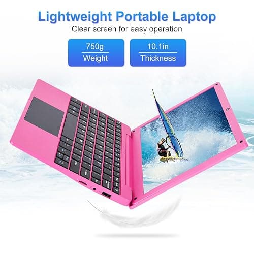 HBESTORE 10.1Inch Laptop,Quad-Core Processor with Android 12.0 OS,2GB RAM,64GB EMMC,Built-in Camera, WiFi,USB Interface,Tpye-C Charging for Learning and Entertainment (Pink 2GB+64GB) thumbnail 5