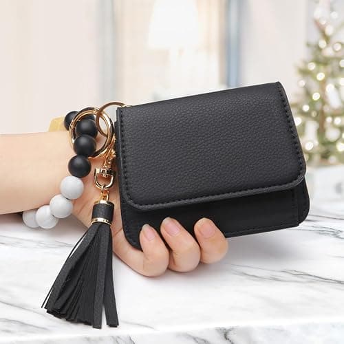 Sunpour Keychain Wallet RFID Wristlet Wallets for Women,Small Wallets Woman Key Chain Wallet with Coin Pocket and Id Window thumbnail 7