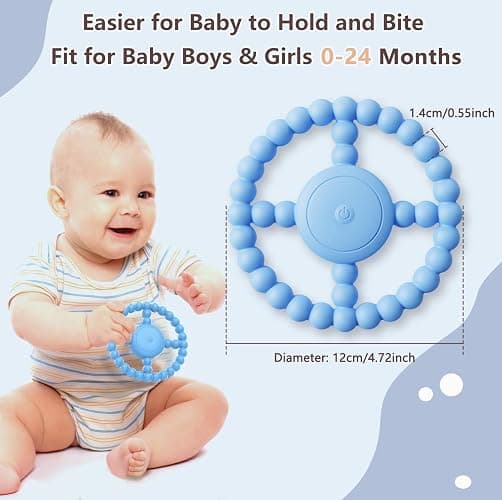 Vibrating Sensory Chew Toy - Dual Effect: Teether Teething Toys for Babies6-12 8-18 Months, Sensory Toys for Kids with Autism&Toddler Travel Essential,1-2 Year Old Boys Girls Gifts idea(Blue) - Blue thumbnail 4