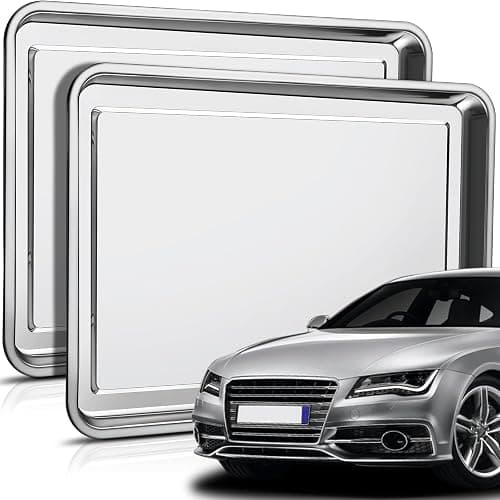 Datanly 2 Pcs Stainless Steel Oil Drip Pan for Under Car 23.62 x 15.75 Inch Automotive Oil Change Pan Silver Rust Resistant Motorcycle Drip Tray Replacement Tray for Garage Floor - Image 1