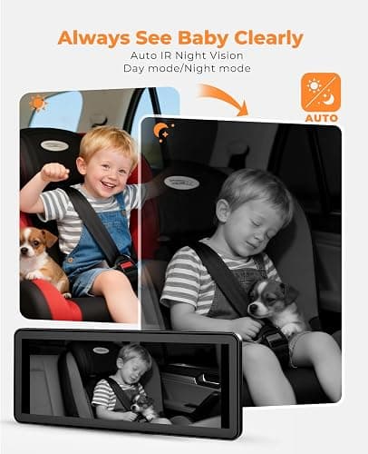 Baby Car Camera for 2 Kids, Dual Channel with 7.2" 1080P Crystal Clear Display, Easily Install Car Seat Camera with 2 IR Night Vision Cameras, Safety Back Seat Baby Camera for Rear Facing thumbnail 5