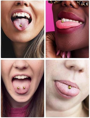 Msndnkwo 14G 16G Nipple Tongue Rings Stainless Steel Straight Barbells Piercing Jewelry Short Long Bar Silver Black Gold Bridge Piercings For Women Men 12Mm 14Mm 16Mm 18Mm Length Ball Size 5MM 6MM thumbnail 5